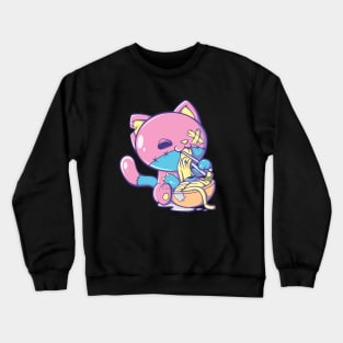 Pastel Goth Ramen Cat Creepy Cute Anime Kawaii Aesthetic CC Crewneck Sweatshirt